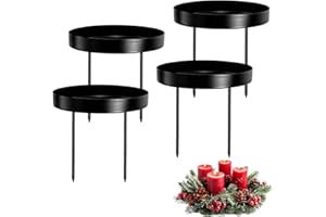 CADIMUS 4 Stück Kerzenhalter Adventskranz Schwarz, 8,5cm Kerzenhalter Metall, Kerzenständer mit Spitzen, Kerzenteller für Adventskranz Stumpenkerzen Tischdeko, Partydekoration, D1