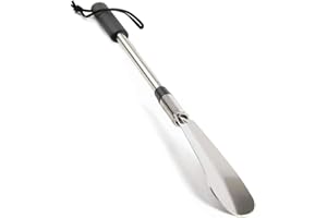 FANWER Premium Long Handled Shoe Lifter 16" to 31" Adjustable Expander Shoe Horn - Extends & Collapses Stainless Steel Telescopic Spring Shoehorn