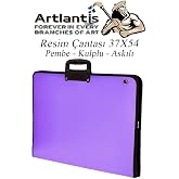 Lila Resim &Ccedil;antası Fermuarlı Kulplu 37x54 cm 1 Adet Teknik Resim Dosya &Ccedil;antası 35x50 cm Askılı Proje &Ccedil;antası Okul Sınıf