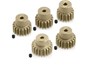 SIKKEBY Set di 5 pignoni per motore 32DP, 20T, 19T, 18T, 17T, 16T, 3,175 mm, per motore a spazzola 1/10 RC Auto 3650, 540, 550