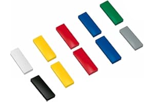 10x Faxland Magnete rechteckig, Farbig sortiert 54x19 mm, Haftmagnete für Whiteboard, Kühlschrankmagnet, Magnettafel, Magnetwand, Magnet