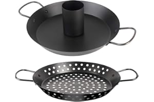 Natura Balance Jamie Oliver 2tlg Grill Pfannen Set Hähnchenbräter Gemüsepfanne Hähnchenhalter Lochpfanne Bier Hähnchengriller Grill BBQ Grillrost Grillschale Grillpfanne