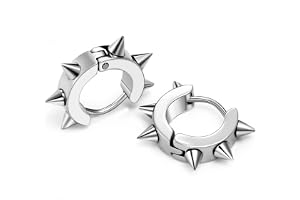 JewelryWe Punk Biker nitörhängen rostfritt stål spik avsmalnande coola örhängen för män kvinnor, allergivänliga