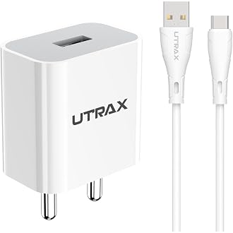 UTRAX 12W Fast Charger with USB Type-C Cable | BIS Approved | Multi-Level Protection