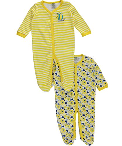 Baby Gear Baby Girls' "Bee-utiful!" 2-Pack Coveralls - yellow, 3 - 6 months
