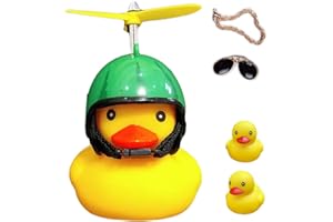 ACEDOAMARE Duck Bike Bell, Cute Rubber Yellow Duck Bicycle Accessories with LED Light Propeller Helmet Squeeze Horns for Cycling Motorcycle Car Handlebar Bicycle