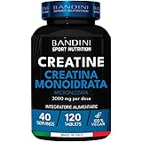 Bandini® Creatina Monoidrata Micronizzata MERCURIO FREE 120 Compresse da 3000mg per dose - Integratore per Allenamento, Pales