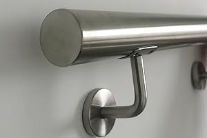 Magtctyae Stainless Steel Handrail 3.6m Silver Handrail for Stairs Indoor Stair Hand Rails with Fittings Indoor Outdoor Wall Mounted Staircase Handrail Support Chrome Stair Bannister Handrail