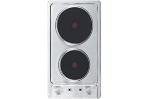 Respekta Domino Tables de cuisson inox / 2 plaque de cuisson electrique encastrables avec prise / Plan de cuisson / 6 niveaux de puissance / Bouton / Prêt à l'emploi / 29 cm / KM 9111EN