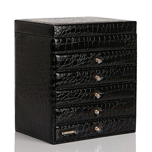 ROWLING Schmuckkoffer Schmuckkästchen Schatulle mit 5 Schublade ZG209 (Schwarz) - 7