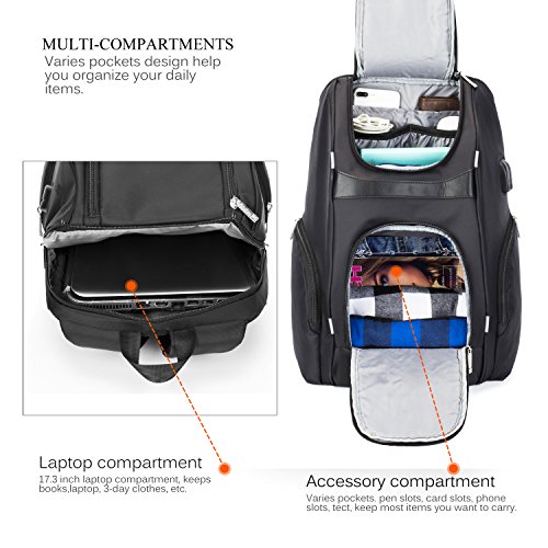 Amzbag 17 3 Zoll Laptop Rucksack Mutil-funktionale Reise Rucksack Business Backpack Computer Tasche mit USB Anschluss Wasserresistent College Rucksack