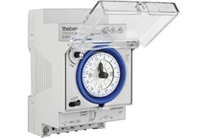 ‎THEBEN Theben SYN 161d analoge Zeitschaltuhr – mechanische 1-Kanal Schaltuhr mit Tagesprogramm, netzsynchron, DIN-/Hutschiene, Hand-Schalter, 15-Minuten-Timer mit Anzeige der Uhrzeit