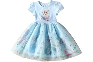 Lapa Girl Frozen Elsa Princess Mesh Dresses Bridesmaid Kids Party Dresses Tulle Birthday Prom Ball Wedding Girls Dress for 2-9 Years
