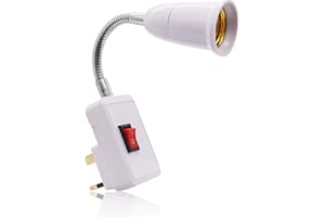 FITN BEAU E27 Socket Holder, Adapter Light Bulb, Plug in Wall Lights,E27 Extension Bulb Socket Adapter with On/Off Switch Flexible Extension Adapter Converter Screw Socket + Switch