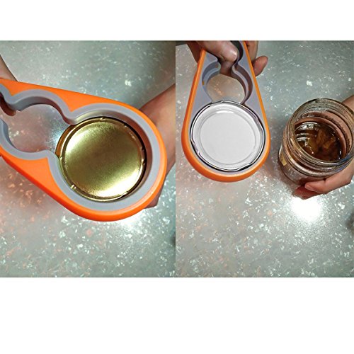 Fypo Deckelöffner Dosenöffner Universal Flaschenöffner für Schraubverschlüsse Anti-Rutsch geeignet für meisten Deckel 4 Größen von Deckel Öffnungshilfe & Glasöffner für Schraubgläser, Flaschen & Einmachgläser(Orange) - 5