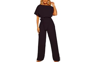 JENGO Women Jumpsuits for Women Dressy Romper Pants Suits for Women Rompers Pantsuit Jumper One Piece Outfits Loose Wide Leg Casual