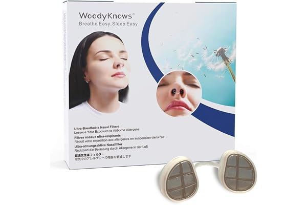 Filtres nasaux ultra-respirants WoodyKnows, aide aux allergies saisonnières et à la poussière (Narine Ronde, XL, 6Pack)