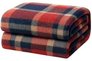 Corredocasa Plaid in Pile Ultra Morbido e Soffice con Elegante Trama Scozzese Made in Italy - Leggero e Confortevole - Perfetto per Divano, Letto (Blu/Rosso, Singolo 130x160)