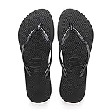 Kult-Zehentrenner Havaianas Damen Slim Zehentrenner, Schwarz (Black), 39/40 EU (37/38 BR)
