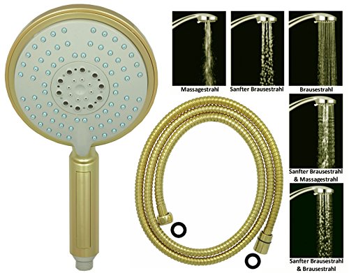 dirks-traumbad, Duschkopf Handbrause Dusch set + 175 cm Brauseschlauch GOLD 6128