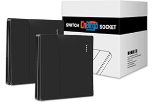 CNBINGO - Paquete de 2 interruptores de botón basculantes grandes con puntos de fósforo, placa de pared moderna negra mate, interruptor eléctrico de triple luz, 3 bandas, 2 vías, 16 A, 250 V