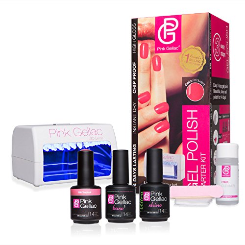 Pink Gellac UV Nagellack Starter Set LED. Professionelle Gel Nagellack Schellac für mindestens 14 Tage perfekt glänzende Nägel