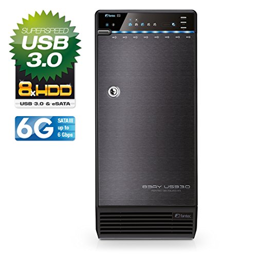 FANTEC QB-X8US3-6G Externes 8-fach Festplattengehäuse (für den Einbau von 8x 8,89 cm (3,5 Zoll) SATA I/II/III Festplatten, USB 3.0 SUPERSPEED und eSATA Anschluss, 6G Support, 2x 80 mm Lüfter temperaturgeregelt) schwarz - 3
