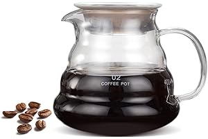 GARSENT Caffettiera, 500 ml, vetro ispessito resistente al calore, per caffè, tè, gocciolatoio con fascia in silicone, per casa, bar, caffè, ristorante, ecc.