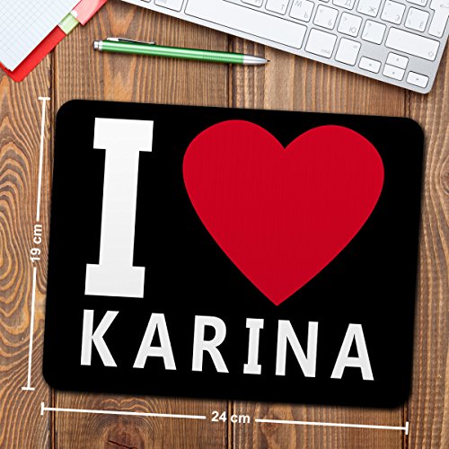 Mousepad mit Namen Karina personalisiert – Motiv I Love – Namensmousepad, personalisiertes Mauspad, Gaming-Pad, Maus-Unterlage, Mausmatte - 2