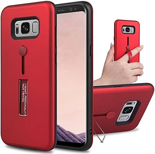 Guppy Ring Holder Kickstand PC TPU Dual Layer Case For Samsung Galaxy S8,S8 Plus Hard Back Protection Cover with Shock Absorbing TPU Inner Layer Hybrid Bumper Stand (Samsung Galaxy S8, Red)