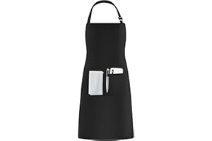 Shentian Cocina Delantal – BBQ Delantal – Algodón Negro