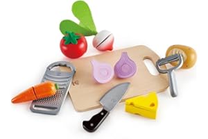 Hape E3154 Cooking Essentials Toy, Play Cutting Vegetables Set for Kids, Wooden Food Kitchen Accessories