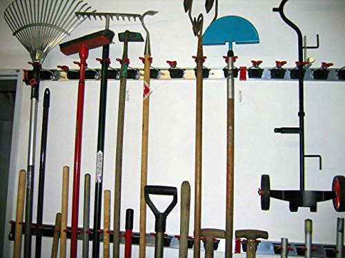 Bruns Gerätehalter Schiene 100 cm mit 8 Haltern + 2 Haken extra für Garten Geräte Werkstatt Besen - 2