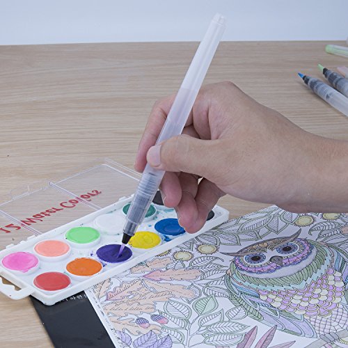 ZWOOS 6 Stück Water Brush Pen Aquarell Pinsel Pen Wasser Pinsel – Wasserpinsel Perfekt für Wasserfarben, Aquarellstifte, Pinselstifte, Marker - 4
