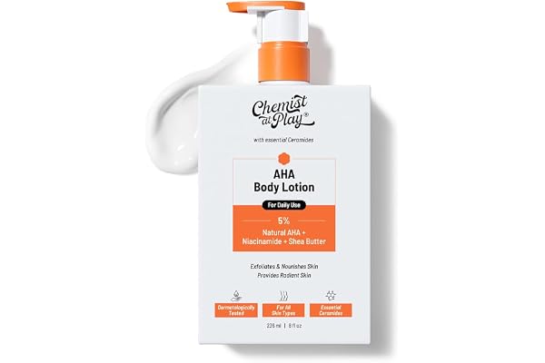 Chemist At Play AHA Body Lotion with 5% Natural AHA, Niacinamide, Shea Butter For Exfoliating Dry & Dead Skin Cells, Deep Nourishment & Radiant Skin Skin Brightening Lotion 236ml
