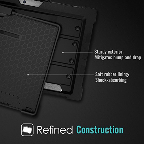 MoKo Microsoft Surface Pro 4 Hülle mit Stand – hartem Polycarbonat Protector mit faltbarer Aluminum Standplatz-Abdeckungs-Fall Kickstand Tasche Schutzhülle Case für Surface Pro 4 12.3 Zoll, Schwarz - 2