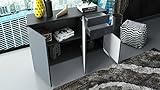 Kommode Sideboard Ben V3, Korpus in Schwarz matt / Fronten in Grau Hochglanz - 