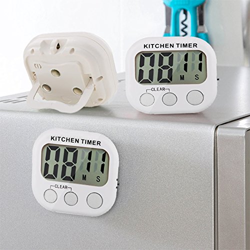 Giancomics Groß LCD Display Magnet Digitaler Kitchen Timer Küchentimer Küchenwecker Kurzzeitmesser Stoppuhr Elektronische Erinnerung Alarm (Weiß) - 6