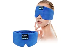 Joythink Mascherina per dormire con cuffie Bluetooth in seta, senza fili, con fascia morbida, per bambini, con microfono altoparlante, blu navy