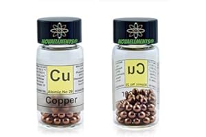 NOVAELEMENTS Rame metallico elemento 29 Cu, pellets 5 grammi 99,99% in fiala di vetro con etichetta