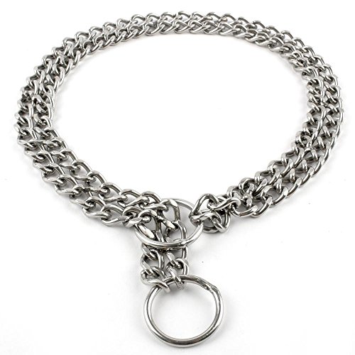 Moonpet-Stainless-Steel-P-Choke-Metal-Chain-Training-Dog-Pet-Collars-2-Row-Chrome-Adjustable-Collar