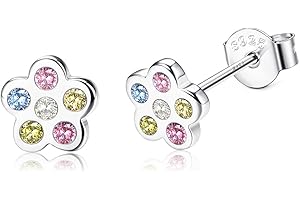 ORAZIO Orecchini argento sterling 925 margherita Orecchini a forma di fiore della CZ ipoallergenico Orecchini a forma di girasole piccolo Orecchino carino alla moda per le donne Ragazze Bambini
