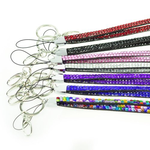 f-eshion nuevo negro ID Badge Holder Lanyard Rhinestone Crystal clave correa para el cuello Fashion