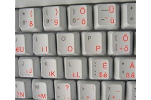 IYVYI Qwerty Keys Ungarische transparente Tastaturaufkleber mit Orange Buchstaben - Geeignet für Jede Tastatur