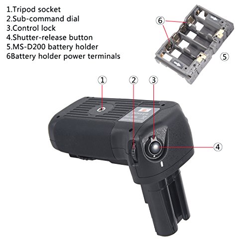 DSTE Multi-Puissance Vertical Batterie Poign  e Titulaire pour Nikon D200 Fujifilm S5 Cam  ra comme MB-D200 avec 2-pack EN-EL3E