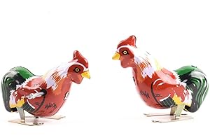 Ototon Jouet Mécanique Ancien Métal Coq Jouet à Remonter Collection Cadeaux pour Enfants 2pcs