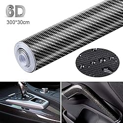 Lypumso Film Autocollant Fibre de Carbone de Vinyle 6D, Auto-adhésif Imperméable à l'eau sans Bulle 300 * 30cm, Adapté à l'Apparence et à l'Intérieur des Motos, des Ordinateurs, des Voitures