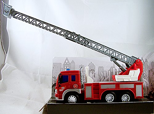 Preisvergleich Produktbild Super Feuerwehrauto mit Sound, Licht und Frictionsantrieb Drehleiter