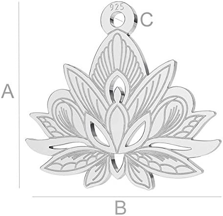 925 Sterling Silver finding Lotus flower charm, LK-0644 (0,50 mm) 10 pcs