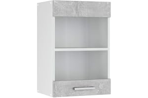 Vicco Glass kitchen cabinet Raul, Concrete/White, 40 cm